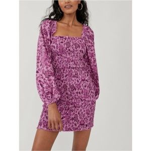 Free People Smock It To Me Floral Puffed Sleeve Smocked Mini Dress